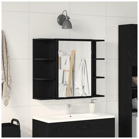 Mobile Specchiera Rovere Nero Legno massello di rovere Compatto - Foto 2