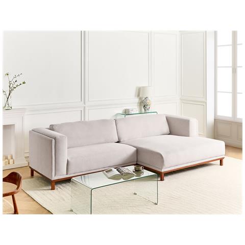 Divano Angolare 4 Posti Veng Tessuto Beige Chiaro Lato Sinistro - Foto 1