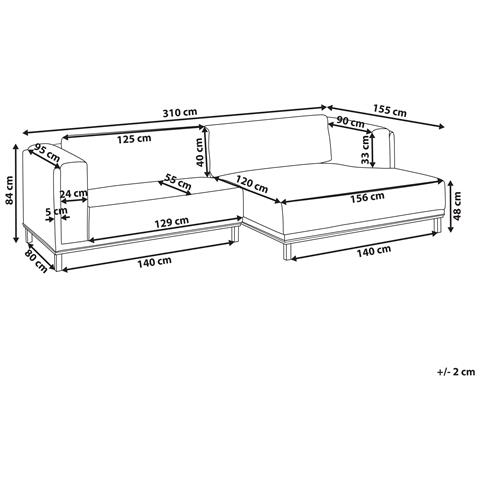 Divano Angolare 4 Posti Veng Tessuto Beige Chiaro Lato Sinistro - Foto 7