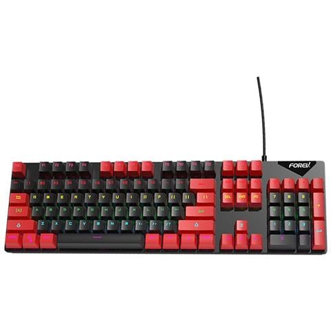 Tastiera Meccanica Cablata Retroilluminata Arcobaleno Interruttore Blu Hot-swappable 104 Tasti Black/red - Foto 1