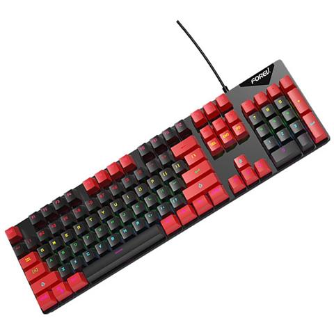 Tastiera Meccanica Cablata Retroilluminata Arcobaleno Interruttore Blu Hot-swappable 104 Tasti Black/red - Foto 2