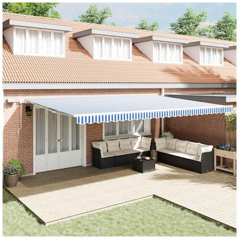 Tenda Retrattile with Blu e bianco 6 x 3 m Tessuto e metallo - Foto 2