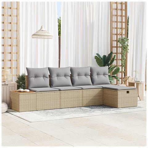 Set Divano da Giardino 5 pcs Beige 55 x 62 x 69 cm Poly Rattan - Foto 2
