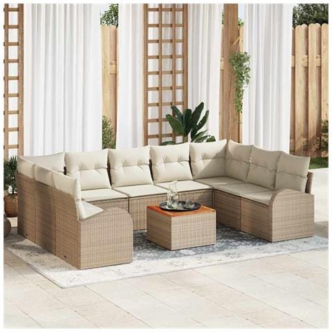 Set Divano da Giardino 10 pcs Beige e bianco - Foto 2