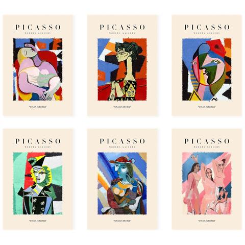 Set Di 6 Stampe Künstlerischen Illustrationen Von Pablo Picasso Körper Sammlung Von Dekorationsgemälden Im Kunstgalerie Stil A3 Senza Cornice - Foto 1