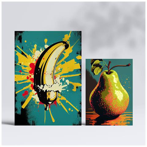 Set Di 6 Stampe Poster Estivi A Colori Di Frutta, Verdura E Cibo Sano In Stile Urban Art Interior Design A3 & A4 Senza Cornice - Foto 2