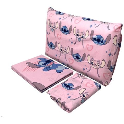 Completo Lenzuola Disney In 100% Cotone Letto Singolo Stich Girl - Foto 1