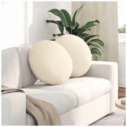 Cuscini per Seduta 2 pcs Crema Ø 50 cm Tessuto in Cords - Foto 2