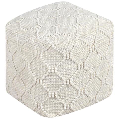 Melilla - Pouf In Lana Avorio Con Decoro 40 X 40 - Foto 1