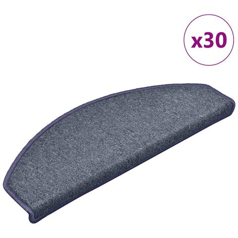 Tappetini per scale 30 pz 65x24x4 cm Grigio scuro e blu Semicircolari Grandi - Foto 1