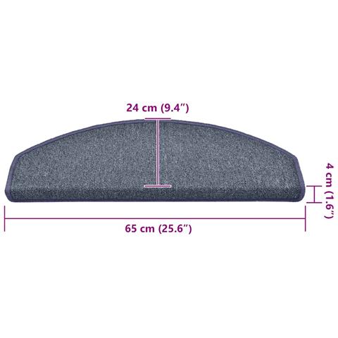 Tappetini per scale 30 pz 65x24x4 cm Grigio scuro e blu Semicircolari Grandi - Foto 8