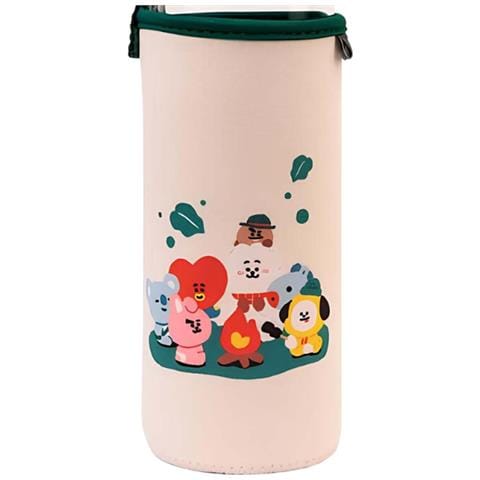 Borraccia In Vetro Riutilizzabile Da 500 Ml Con Motivo Outdoor Life E Custodia, Blanc / Vert - Foto 2