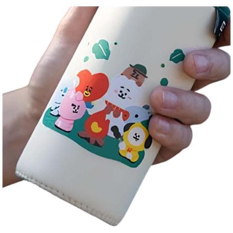 Borraccia In Vetro Riutilizzabile Da 500 Ml Con Motivo Outdoor Life E Custodia, Blanc / Vert - Foto 5