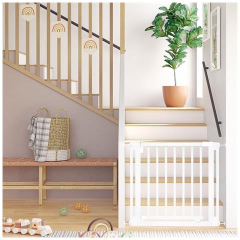 Safetots Cancelletto Elegance In Legno, Bianco, 125cm - 133cm, Cancelletto Di Sicurezza A Pressione, Passaggio Extra Largo Di 73cm - Foto 4