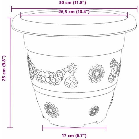 Vaso Rotondo per Fiori 24 pcs Nero Ø 26 x 21.5 cm Plastica - Foto 9
