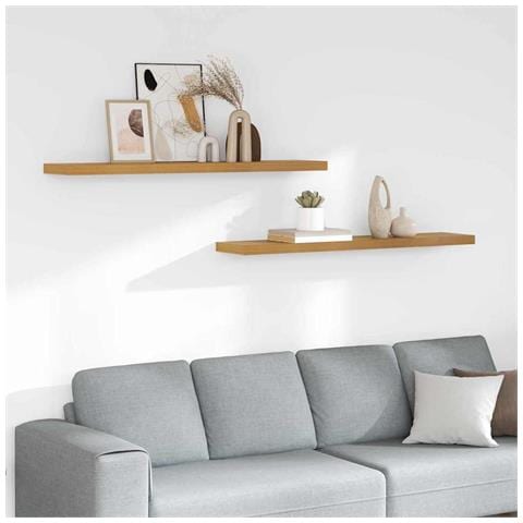 Scaffale da parete 2 pcs Beige 120 x 23,5 x 4 cm - Foto 2