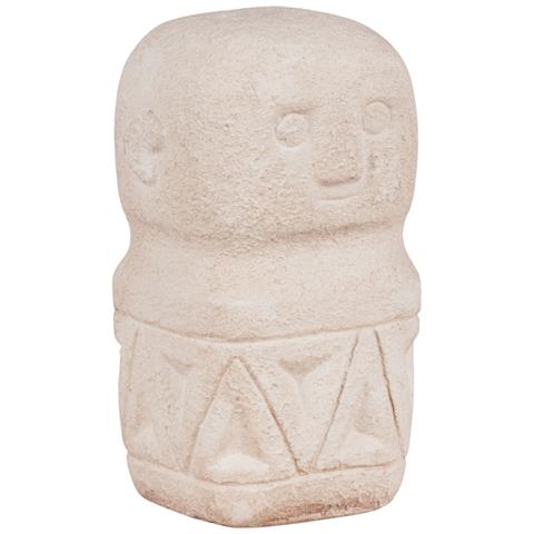 Statuetta Decorativa In Cemento Beige Con Motivo Tribale 5,5x10 Cm - Foto 1