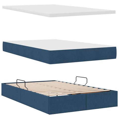 Letto con contenitore e LED con led Blu 120 x 190 cm Tessuto - Foto 9
