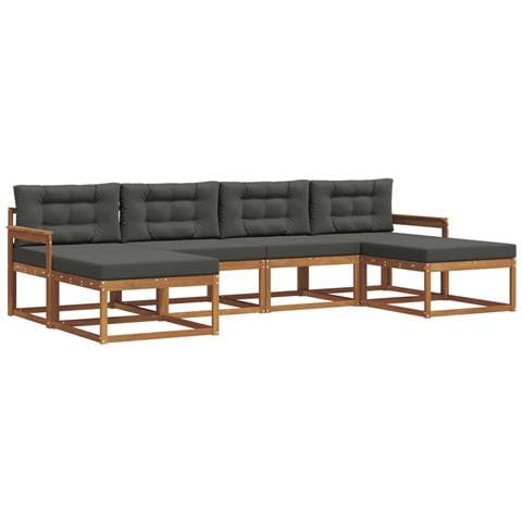 Set di divani da esterno con cuscino 6 pcs Naturale e Antracite - Foto 1