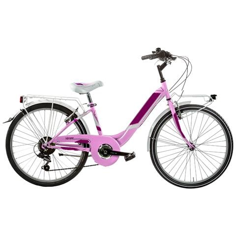 Bici Da Bambina Linea Venere Bimba Misura 24 Cambio 6v Bicicletta Da Ragazza Ven24cc City Bike Completa Di Accessori - 35 Nero Opaco Fuxia - Foto 2