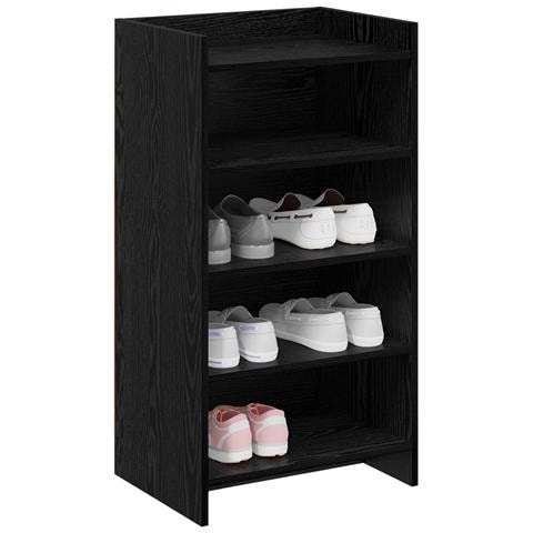 Mobile per scarpe con archiviazione Rovere Nero 48 x 36 x 92 cm - Foto 2