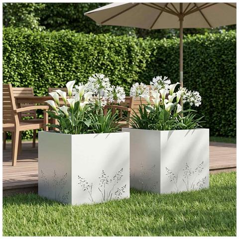 Vaso da giardino 2 pz Bianco 50 x 50 x 49 cm - Foto 2
