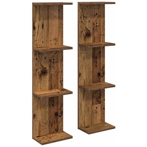 Scaffale da parete 2 pz Legno antico 25 x 15 x 100 cm - Foto 1