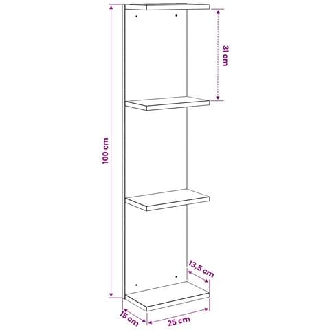 Scaffale da parete 2 pz Legno antico 25 x 15 x 100 cm - Foto 8