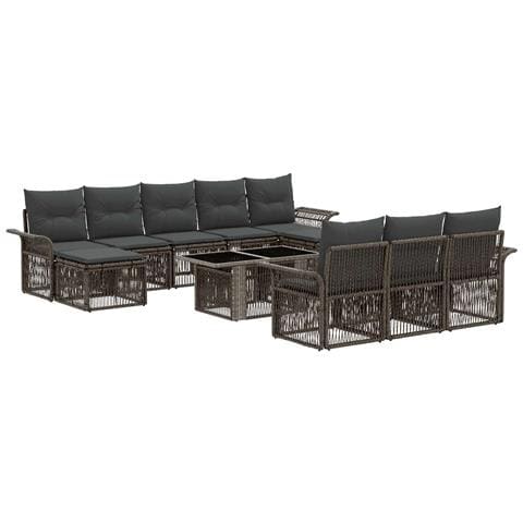 Set Divano da Giardino 11 pz Grigio e Grigio Scuro polyrattan - Foto 1