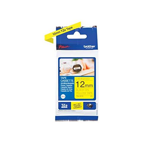 Nastro per Etichettatrice Formato 12 mm x 4 m Nero su Giallo - Foto 1