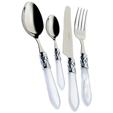 Posate Aladdin, Set 24 Pz. Scatola Compact - Bianco Cromata - Foto 1