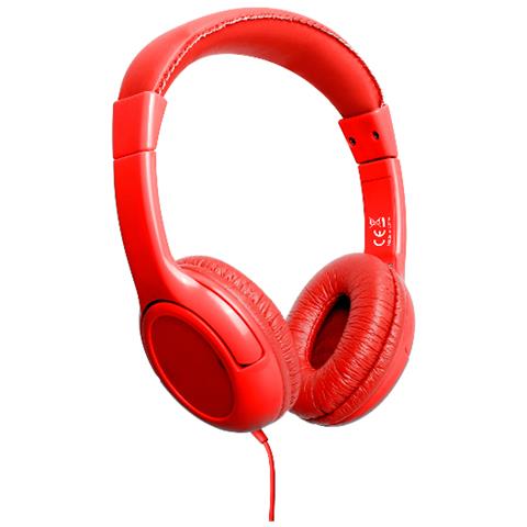 KidsBeat - Cuffie per Bambini con Filo Colore Rosso + 10 Sticker 3D  - Foto 1