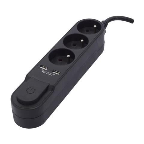 Bloc Multiprise Avec Interrupteur 3 Prises 16 A Et 2 Sorties Usb 2a, Cble 1,5 M - Foto 1