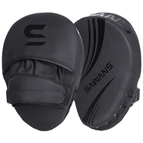 Boxe Messa A Fuoco Pad Hook E Pelle Jab Guanti Di Kickboxing Mma Curvo Braccio Sciopero Shield Di Perforazione Target Pad Arti Marziali Muay Thai Training (nero Opaco) - Foto 1