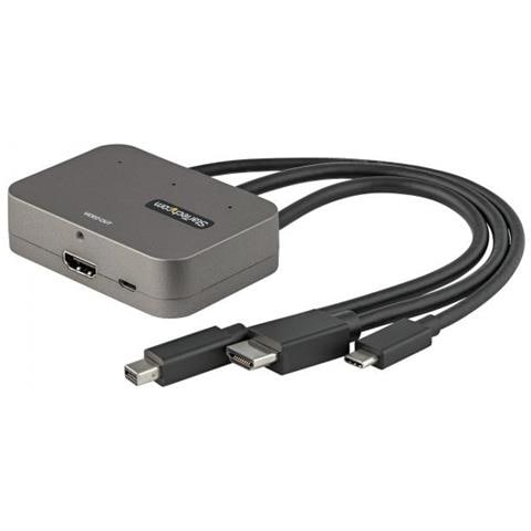 Adattatore Multiporta a HDMI 3-in-1 - Convertitore da USB-C, HDMI o Mini DisplayPort a HDMI per sala conferenze 4K 60Hz - Adattatore AV digitale per collegare monitor /display HDMI - Foto 1
