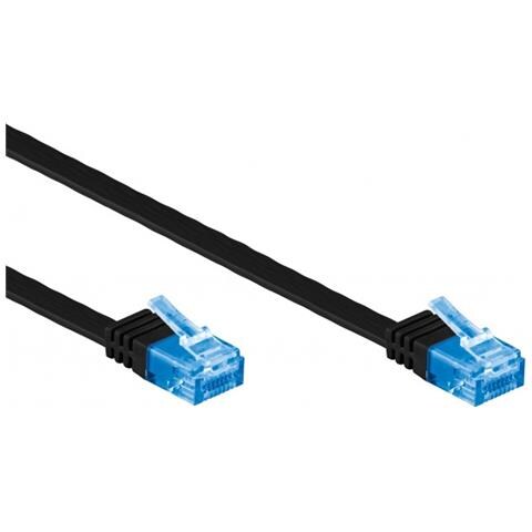 Cavo di Rete Patch Flat Maschio / Maschio 2 m Colore Nero - Foto 2