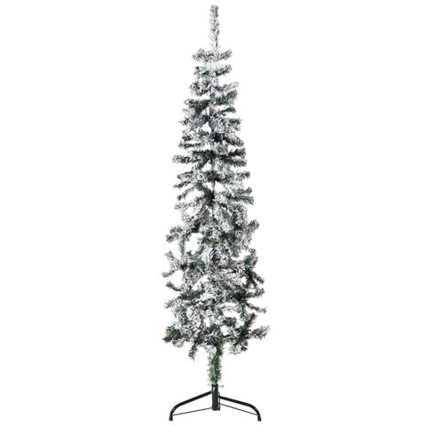 Albero Natale Artificiale Sottile a Metà Neve Fioccata 150 cm - Foto 1