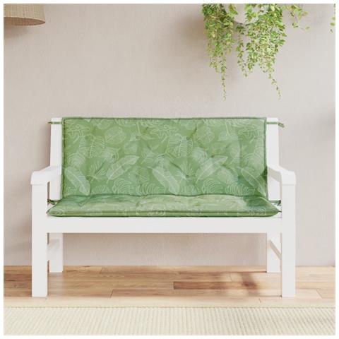 Cuscini Panca Giardino 2 Pz Motivo A Foglie 120x50x7 Cm Tessuto - Foto 6