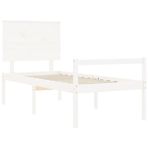 Giroletto Con Testiera Bianco 90x200 Cm In Legno Massello - Foto 9