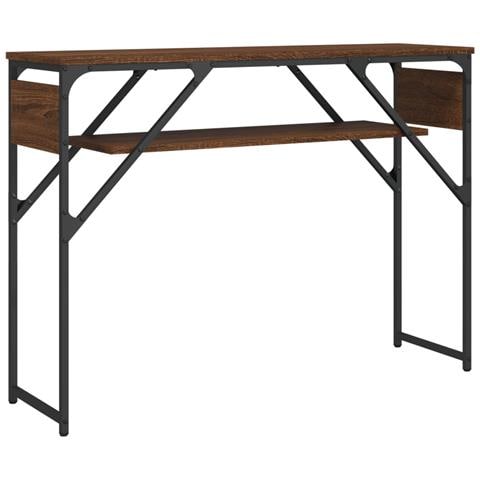 Tavolo Consolle Ripiano Rovere Marrone 105x30x75cm Multistrato - Foto 2