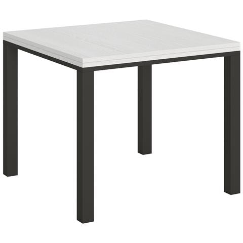 Tavolo Apribile 90x90/180 Cm Everyday Libra Telaio Antracite - Bianco Frassino - Foto 4