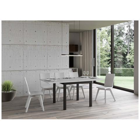 Tavolo Apribile 90x90/180 Cm Everyday Libra Telaio Antracite - Bianco Frassino - Foto 2