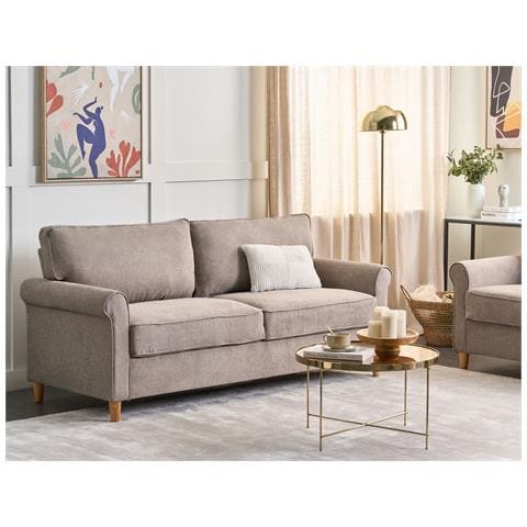 Divano 3 Posti Ronneby Tessuto Marrone Chiaro - Foto 1