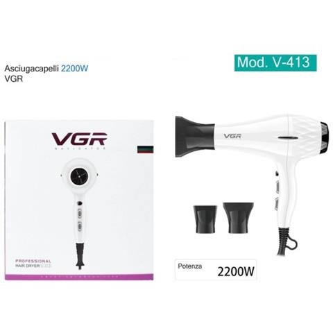 Trade Shop - Asciugacapelli Phon Elettrico Professionale Ad Alta Potenza 2200w 2 Ugelli V-413 - Foto 1