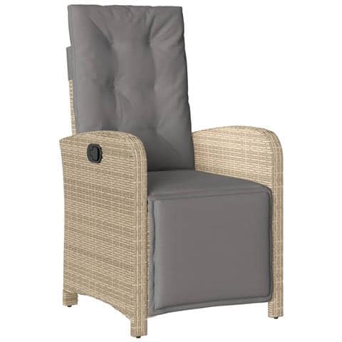 Sedia Reclinabile Giardino E Poggiapiedi Beige Misto Polyrattan - Foto 1