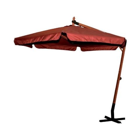 Ombrellone Da Giardino In Legno Naturale 300 Cm Telo Bordeaux - Foto 1