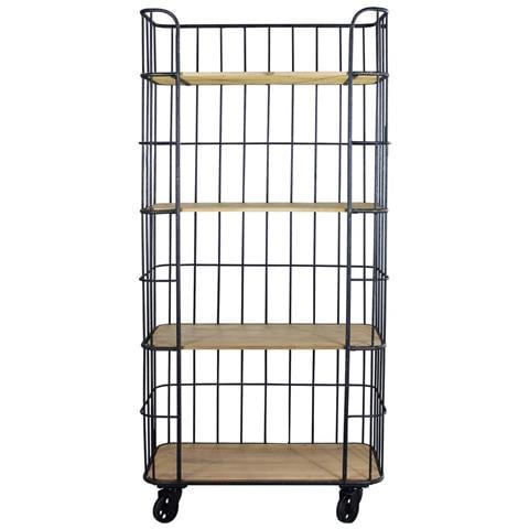 Mobile Scaffale In Legno E Metallo A 4 Ripiani Con Ruote Linea Classic - Foto 2