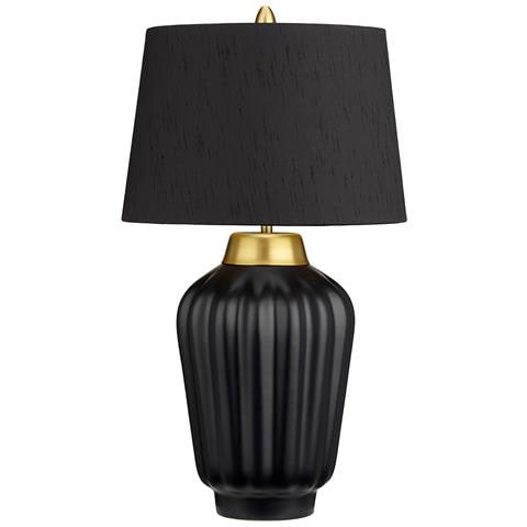 Lampada Da Scrivania Contemporanea Bexley Porcellana Nero Ottone 1 Luce E27 - Foto 1