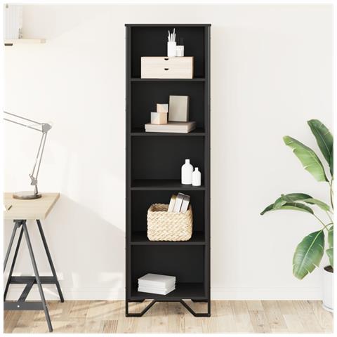 Libreria Nera 50x31x169 Cm In Legno Multistrato - Foto 3