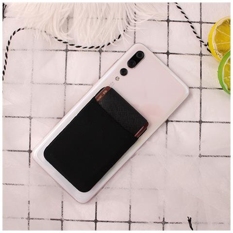 Adesivo Tascabile Porta Carte Per Cellulare In Lycra Elastica Per Il Retro Del Telefono Black - Foto 1